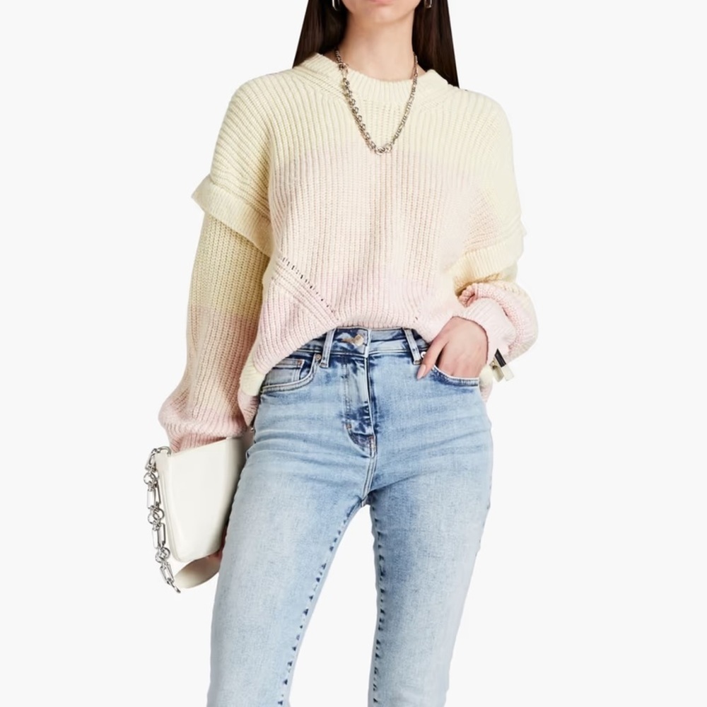 NWOT IRO Dastan Pastel Colorblock Pointelle Oversized Sweater Size XL